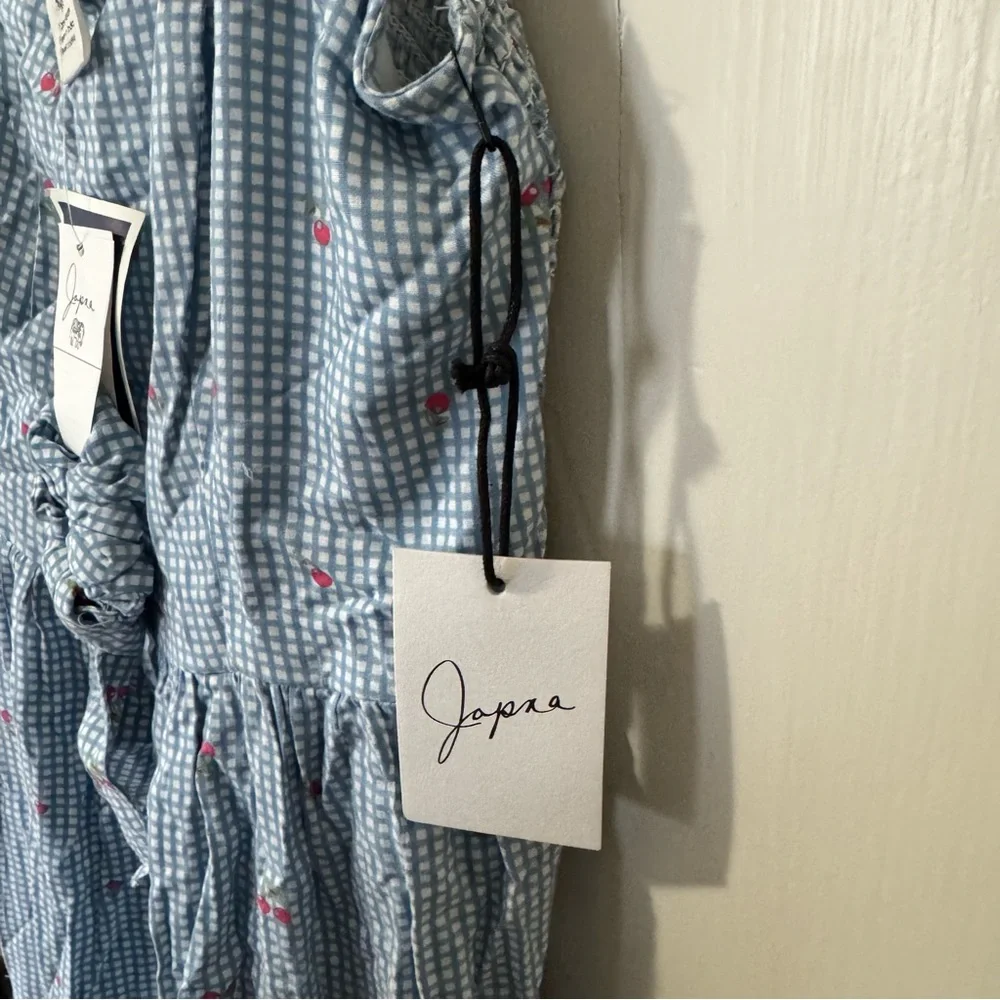 Japna Blue Gingham Cherry Printed Dress NEW - Picture 6 of 7